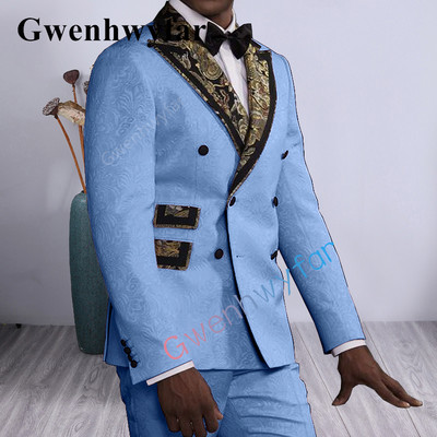 Gwenhwyfar Costume Homme férfi esküvői öltöny, bézs nyomatú, fekete pont, hajtókaparti vőfélyruha, kétrészes blézer nadrággal