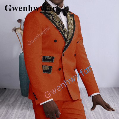 Gwenhwyfar Costume Homme férfi esküvői öltöny, bézs nyomatú, fekete pont, hajtókaparti vőfélyruha, kétrészes blézer nadrággal