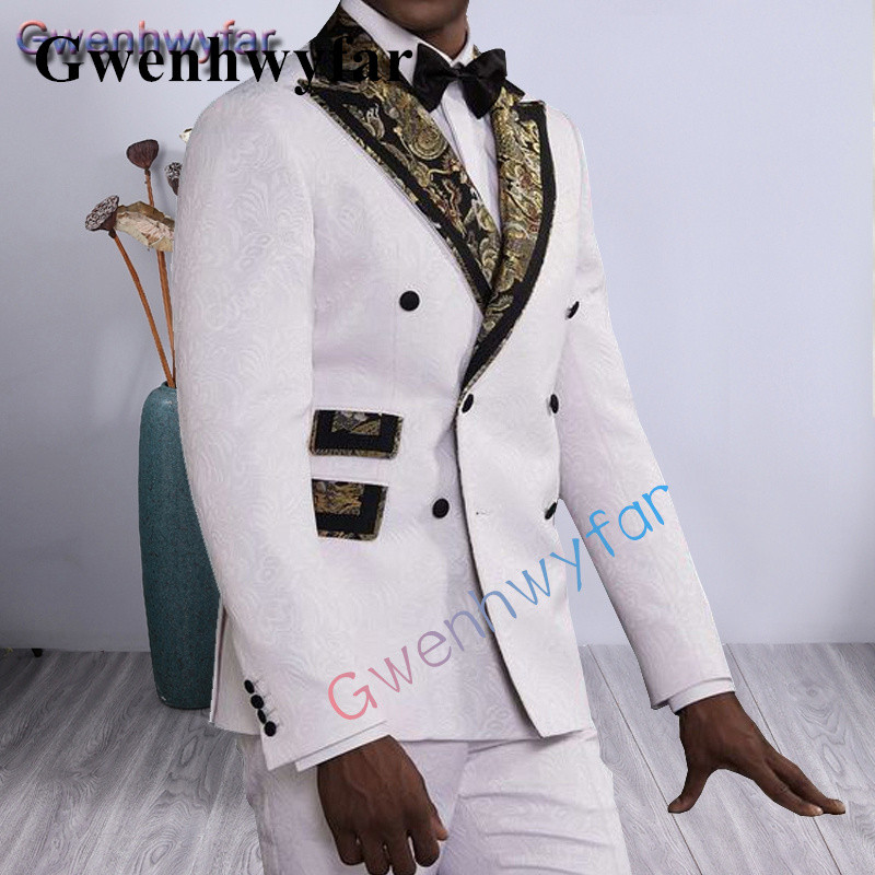 Gwenhwyfar Costume Homme férfi esküvői öltöny, bézs nyomatú, fekete pont, hajtókaparti vőfélyruha, kétrészes blézer nadrággal