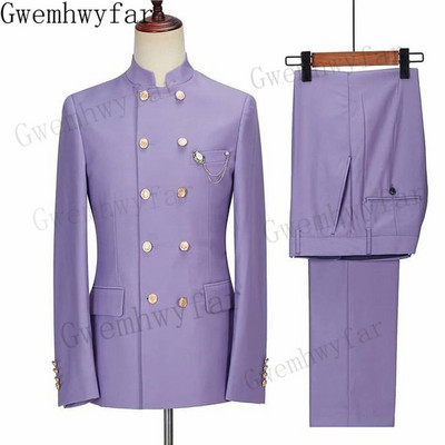 Gwenhwyfar Esküvői szmokingparti vacsoraviselet Férfi öltönyök Slim Fit Vőlegény Vőlegények formális báli buli két darabból (kabát nadrág)