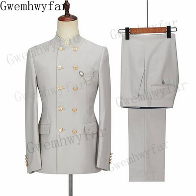 Gwenhwyfar Esküvői szmokingparti vacsoraviselet Férfi öltönyök Slim Fit Vőlegény Vőlegények formális báli buli két darabból (kabát nadrág)