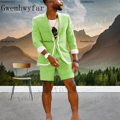 Gwenhwyfar New Arrival Fashion Suit Lila nyári öltönyök Férfi Beach Party 2 db öltöny (kabát+nadrág) Egyedi öltöny