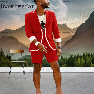 Gwenhwyfar New Arrival Fashion Suit Lila nyári öltönyök Férfi Beach Party 2 db öltöny (kabát+nadrág) Egyedi öltöny