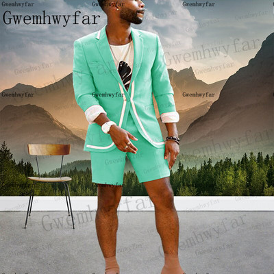 Gwenhwyfar New Arrival Fashion Suit Lila nyári öltönyök Férfi Beach Party 2 db öltöny (kabát+nadrág) Egyedi öltöny