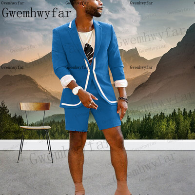 Gwenhwyfar New Arrival Fashion Suit Lila nyári öltönyök Férfi Beach Party 2 db öltöny (kabát+nadrág) Egyedi öltöny