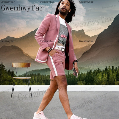 Gwenhwyfar New Arrival Fashion Suit Lila nyári öltönyök Férfi Beach Party 2 db öltöny (kabát+nadrág) Egyedi öltöny