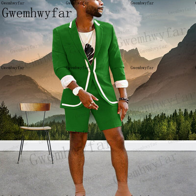 Gwenhwyfar New Arrival Fashion Suit Lila nyári öltönyök Férfi Beach Party 2 db öltöny (kabát+nadrág) Egyedi öltöny