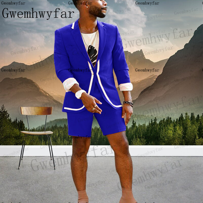 Gwenhwyfar New Arrival Fashion Suit Lila nyári öltönyök Férfi Beach Party 2 db öltöny (kabát+nadrág) Egyedi öltöny