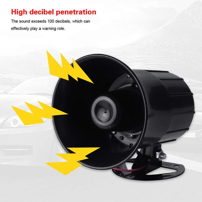 Motorkerékpár autó automatikus hangos riasztó kürt Hat hangos hangszóró megafon riasztó furgon teherautó hajó 12V 100W 130db