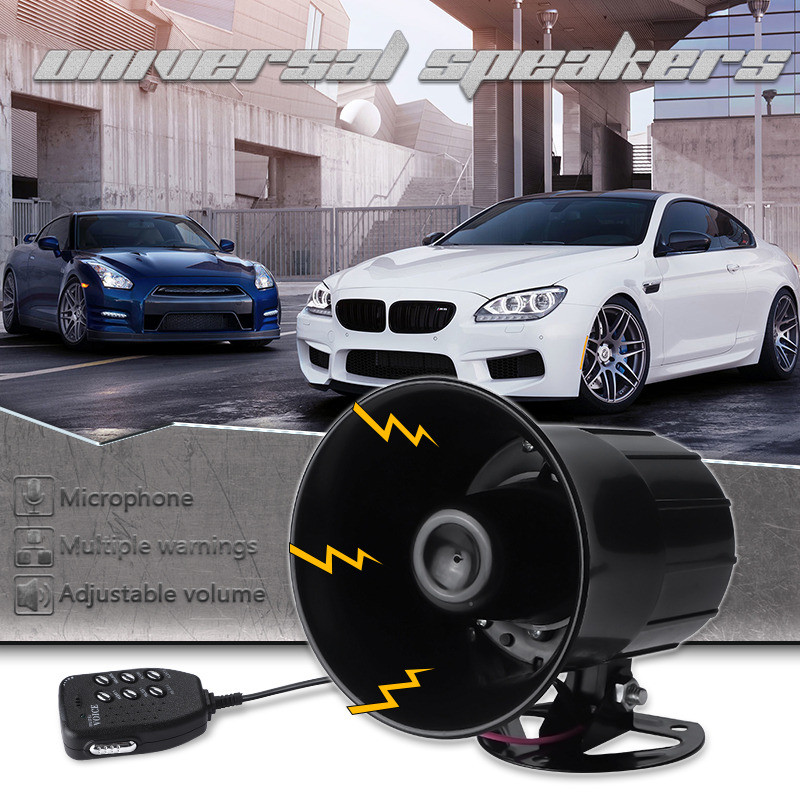 Motorkerékpár autó automatikus hangos riasztó kürt Hat hangos hangszóró megafon riasztó furgon teherautó hajó 12V 100W 130db