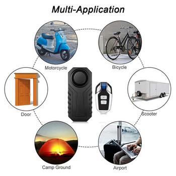 Безжична мотоциклетна вибрационна аларма IP55 Водоустойчива велосипедна аларма Дистанционно управление Детектор за велосипеди против кражба Алармена система