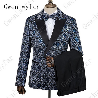 Gwenhwyfar férfi ruha virágmintás öltöny, rózsaszín, klasszikus, egygombos hornyolt hajtóka Elegáns báli parti szmoking (kabát+mellény+nadrág)