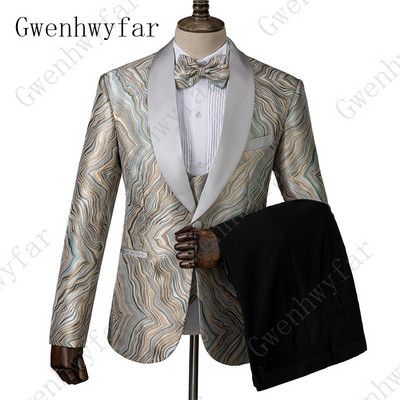 Gwenhwyfar férfi ruha virágmintás öltöny, rózsaszín, klasszikus, egygombos hornyolt hajtóka Elegáns báli parti szmoking (kabát+mellény+nadrág)