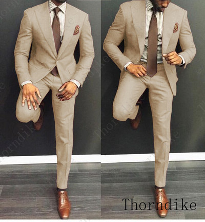 Thorndike Tide Férfi Színes divatos esküvői öltöny Egyedi méretű Levendula Lila Bézs Zöld Kék Piros Kosztüm kabát és nadrág Szmoking