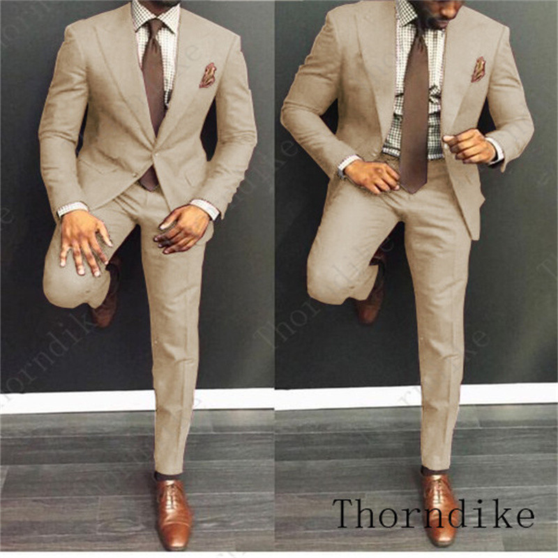 Thorndike Tide Férfi Színes divatos esküvői öltöny Egyedi méretű Levendula Lila Bézs Zöld Kék Piros Kosztüm kabát és nadrág Szmoking