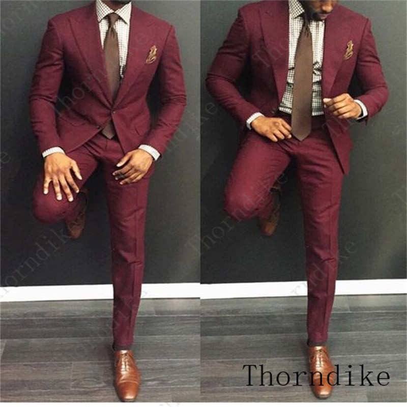 Thorndike Tide Férfi Színes divatos esküvői öltöny Egyedi méretű Levendula Lila Bézs Zöld Kék Piros Kosztüm kabát és nadrág Szmoking