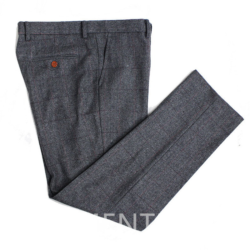 Costume pentru bărbați din lână tweed gri pentru iarnă 3 piese Formal nunta Mire Tuxedo Masculin Business Moda Costum Jachetă Vestă cu pantaloni