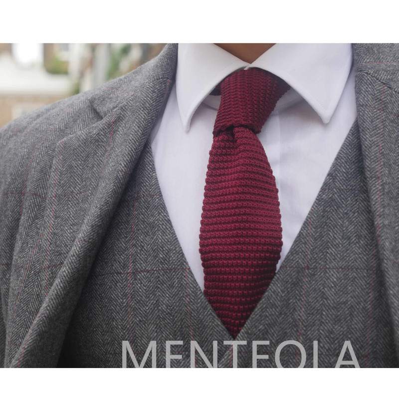 Costume pentru bărbați din lână tweed gri pentru iarnă 3 piese Formal nunta Mire Tuxedo Masculin Business Moda Costum Jachetă Vestă cu pantaloni