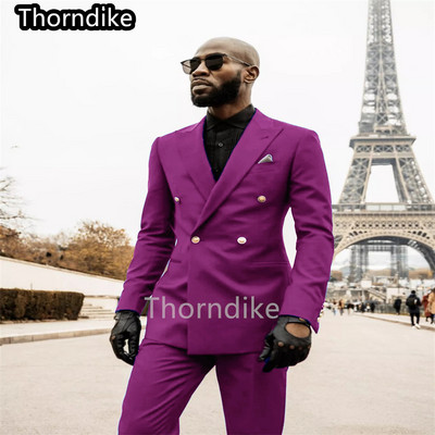 Thorndike New 2022 Formal Business Purpuri Costume pentru bărbați 3 piese Formal pentru bărbați Costume pentru bărbați Costume de nuntă pentru bărbați Smoking pentru mire