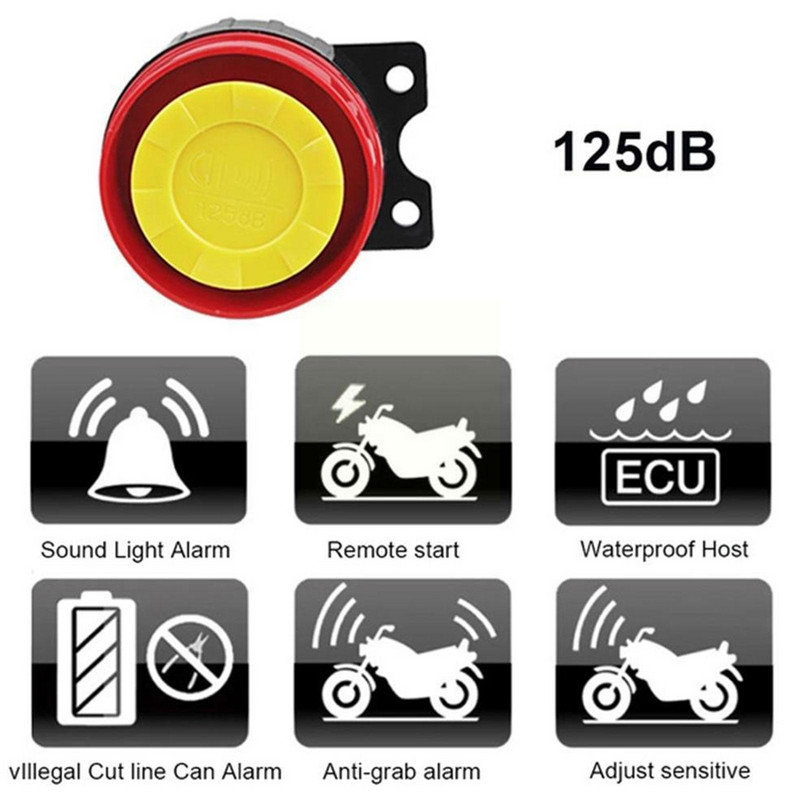 Sistem de alarmă de securitate cu sirenă de putere mare de 12V pentru mașină, control de la distanță pentru motociclete, bicicletă, putere mare antifurt, rezistentă la apă Y6V9