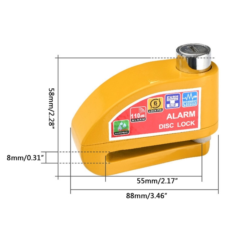 03KB Încuietori pentru motociclete Antifurt cu alarmă Încuietori pentru disc pentru motociclete cu alarmă Încuietori pentru disc Blocare antifurt cu senzor de mișcare