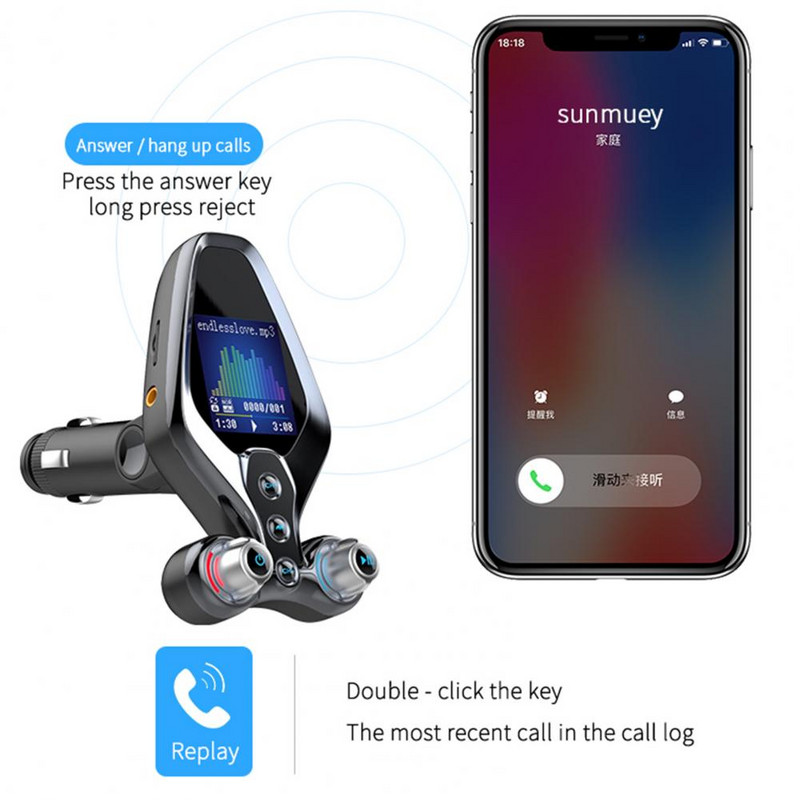 BT26 FM siųstuvas su Bluetooth suderinamas 3.0 automobilinis MP3 grotuvas, muzikos imtuvas mobiliesiems telefonams Automobilių priedai