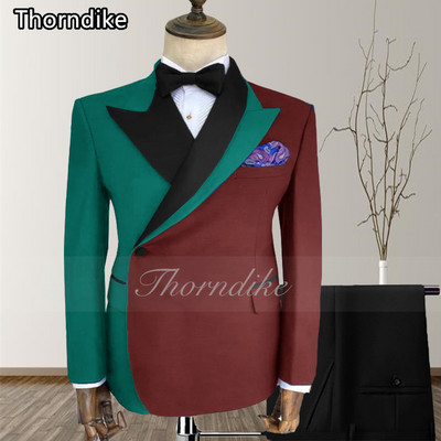 Thorndike 2023 Verde Burgundy Trend Nou Mixed Colocr Costum de nuntă pentru bărbați Mire Business Casual Tuxedo Moda Nou Costum 2 piese