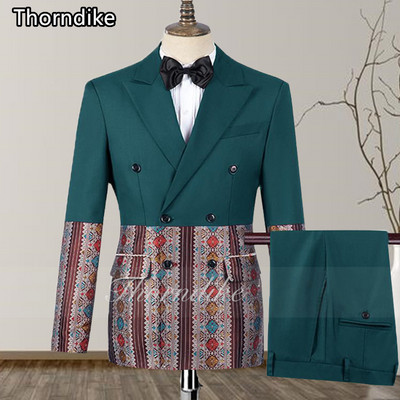 Thorndike 2023 Verde Burgundy Trend Nou Mixed Colocr Costum de nuntă pentru bărbați Mire Business Casual Tuxedo Moda Nou Costum 2 piese