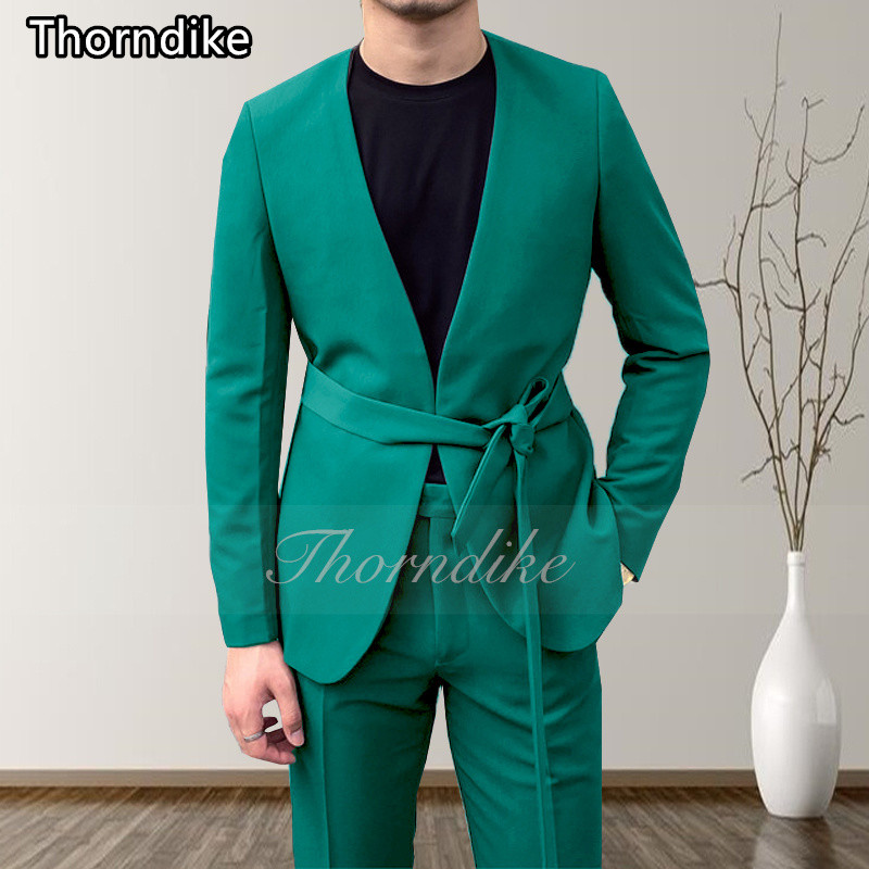 Thorndike 2023 Verde Burgundy Trend Nou Mixed Colocr Costum de nuntă pentru bărbați Mire Business Casual Tuxedo Moda Nou Costum 2 piese