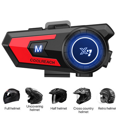 Cască Cască BT Motocicletă Set de apeluri fără fir Mâini libere Stereo Anti-interferențe Difuzor rezistent la apă pentru music player