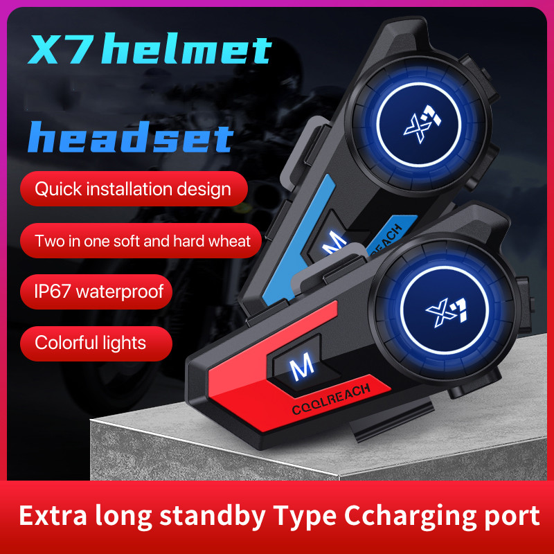 Cască Cască BT Motocicletă Set de apeluri fără fir Mâini libere Stereo Anti-interferențe Difuzor rezistent la apă pentru music player