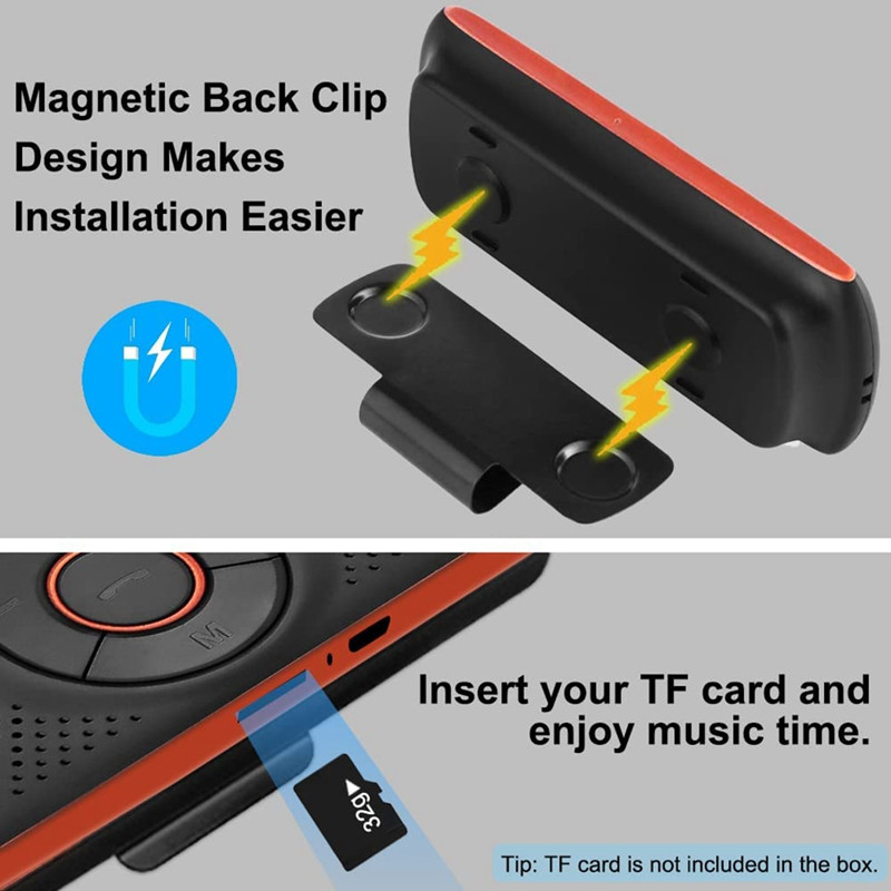 Auto Bluetooth-kõlar T826 Bluetooth-auto vabakäetelefon käed-vabad rääkimiseks, juhtmevaba automuusikamängija visiiriklambriga