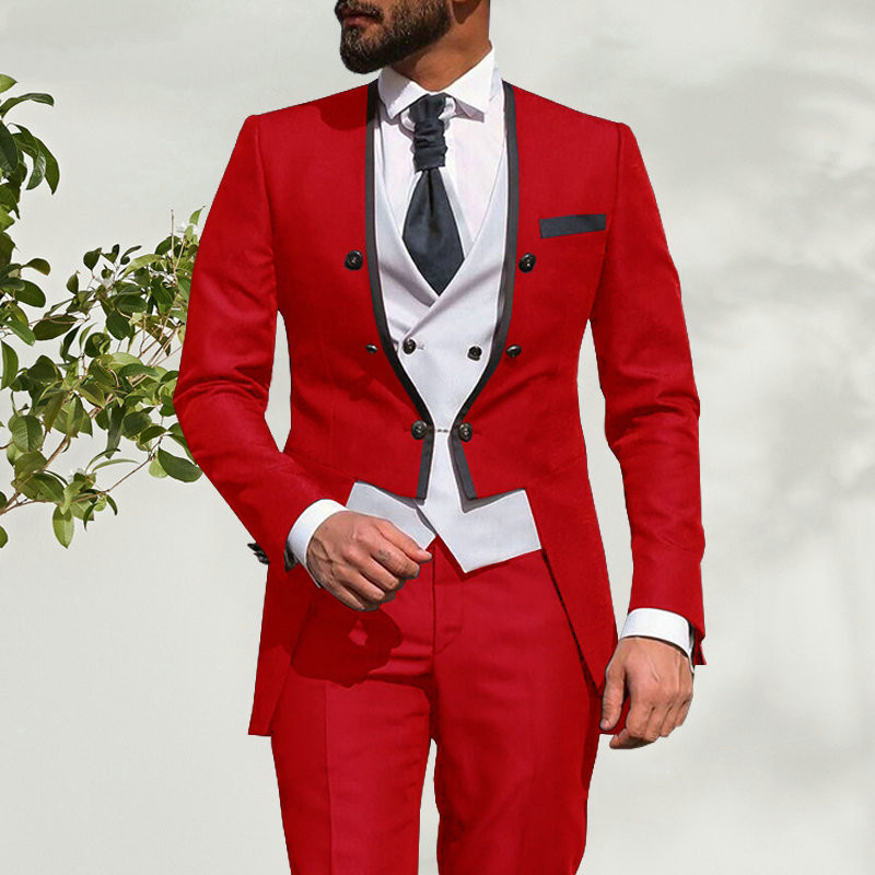 Frac italian nou 2021 Costum pentru bărbați cu design 3 piese Slim Fit Mire Tuxedo pentru mire Blazer cel mai bun bărbat cu vestă pantaloni