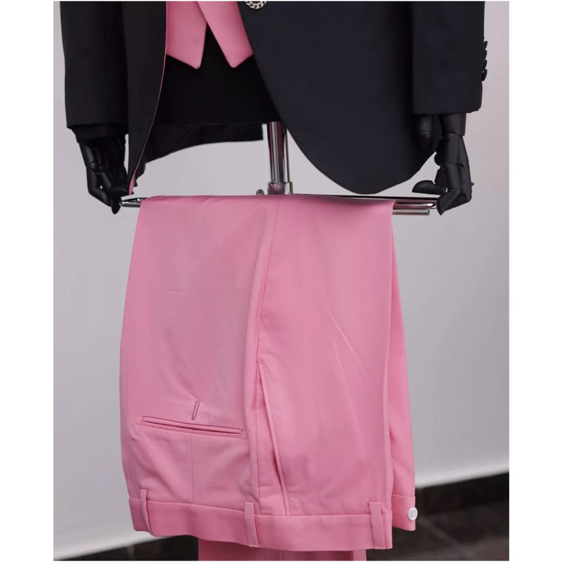 Slim Fit Costume formale pentru bărbați 3 buc. smoking de nuntă pentru mire, petrecere de bal, blazer cu rever, costum masculin de modă (jachetă + vestă + pantalon)