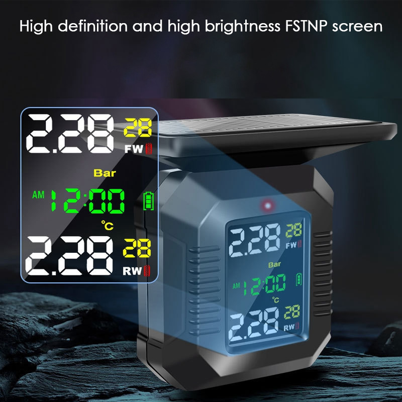 1 Ste M9 Sistem de monitorizare a presiunii în anvelope pentru motociclete Încărcare solară Sistem de alarmă pentru temperatura anvelopei Afișaj colorat TPMS fără fir