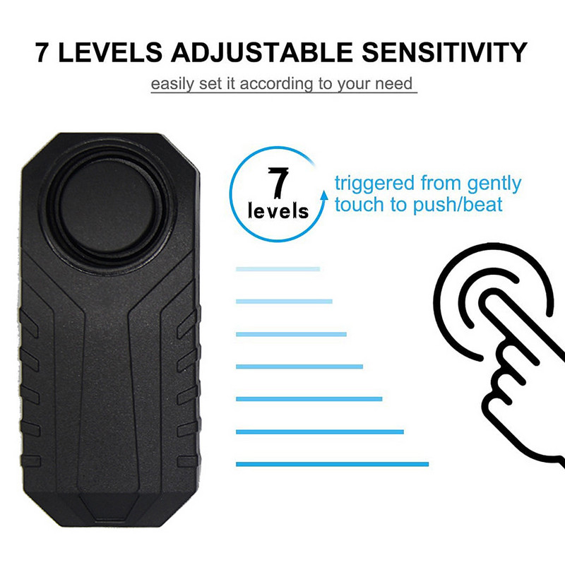 Alarmă din plastic pentru motociclete Alimentată cu baterii IP55 Telecomandă impermeabilă, detașabilă, cu 7 trepte, pentru ușa scuterului Alarme automate