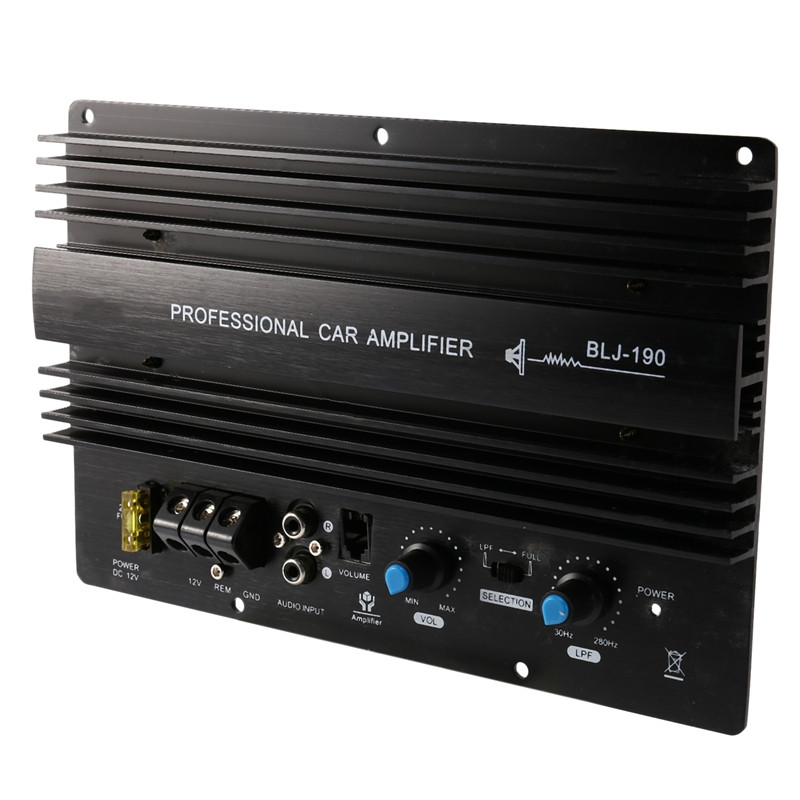 12V 1000W Galingas žemųjų dažnių žemųjų dažnių garsiakalbis 105Dba Mono Car Audio Didelio galingumo stiprintuvas Stiprintuvas Plokštė Apsaugo nuo terminės perkrovos Galingi žemieji dažniai
