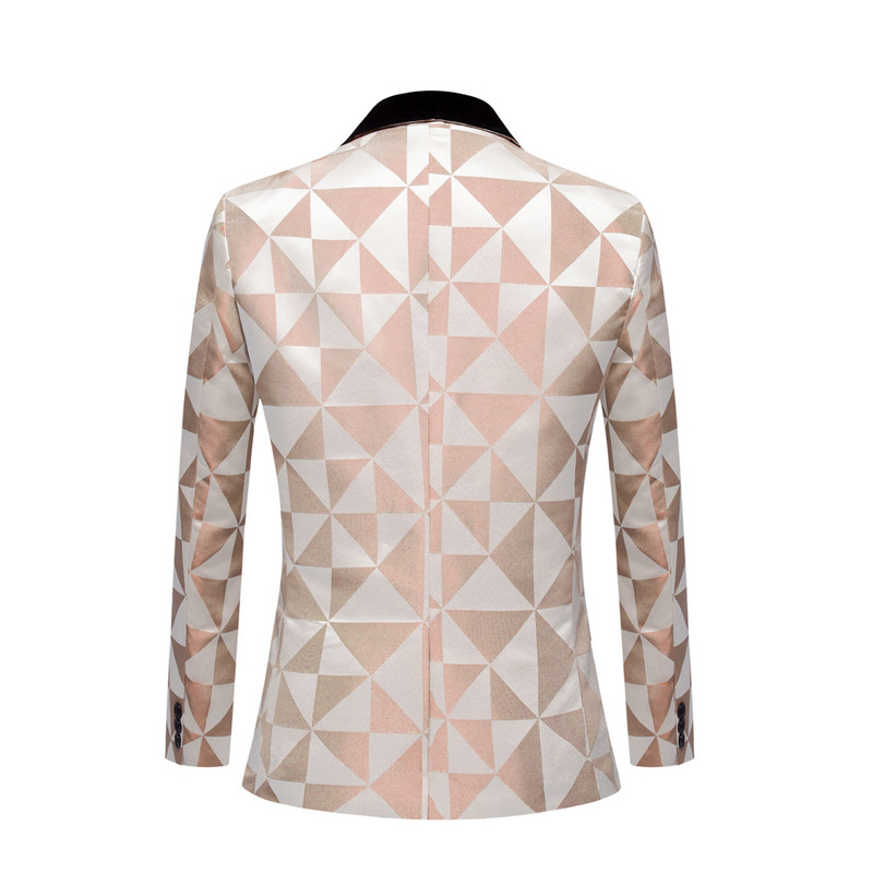 Blazer de bal jacquard pentru bărbați, slim fit, cu șal de catifea, rever, jachetă pentru bărbați, pentru nuntă, smoking de mire, moda