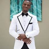 Tuxedo alb de mire pentru nunta africană Costume slim pentru bărbați formale cu rever crestat pentru fumători Blazer de bal pentru bărbați 2 piese (jachetă+pantaloni)