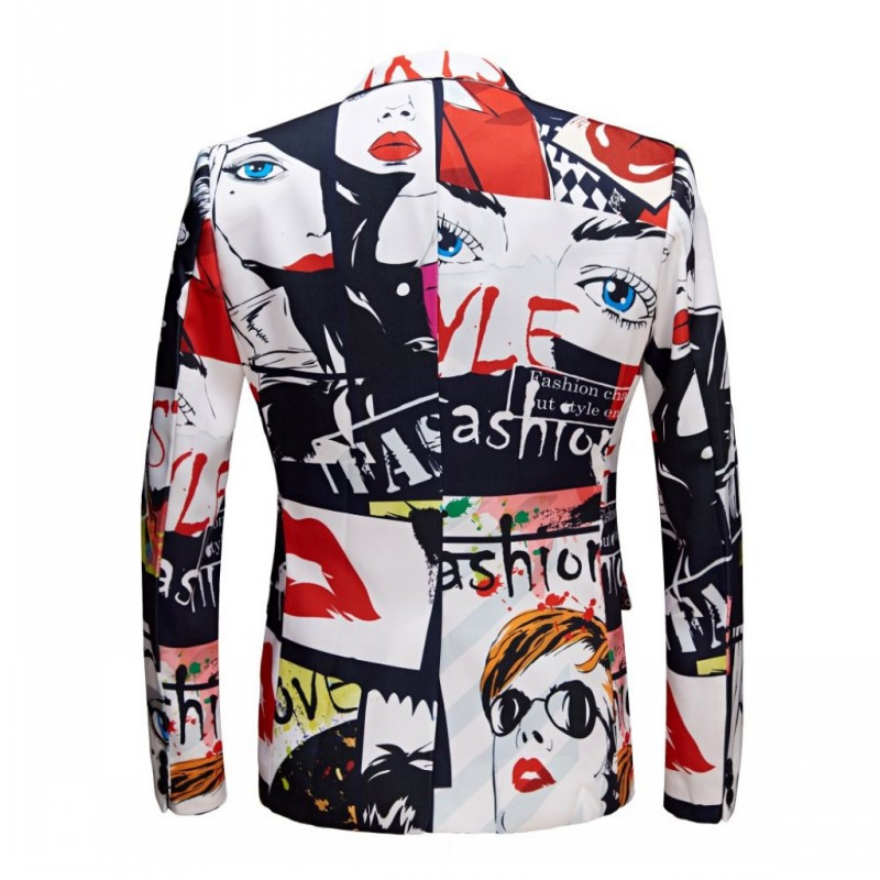 Imprimeu de modă pentru bărbați, set de 2 bucăți, ocazional, plus, șold, fierbinte, pentru bărbați, slim fit, costume pentru cântăreț, costum de nuntă, club pentru petrecere, jachetă, pantaloni