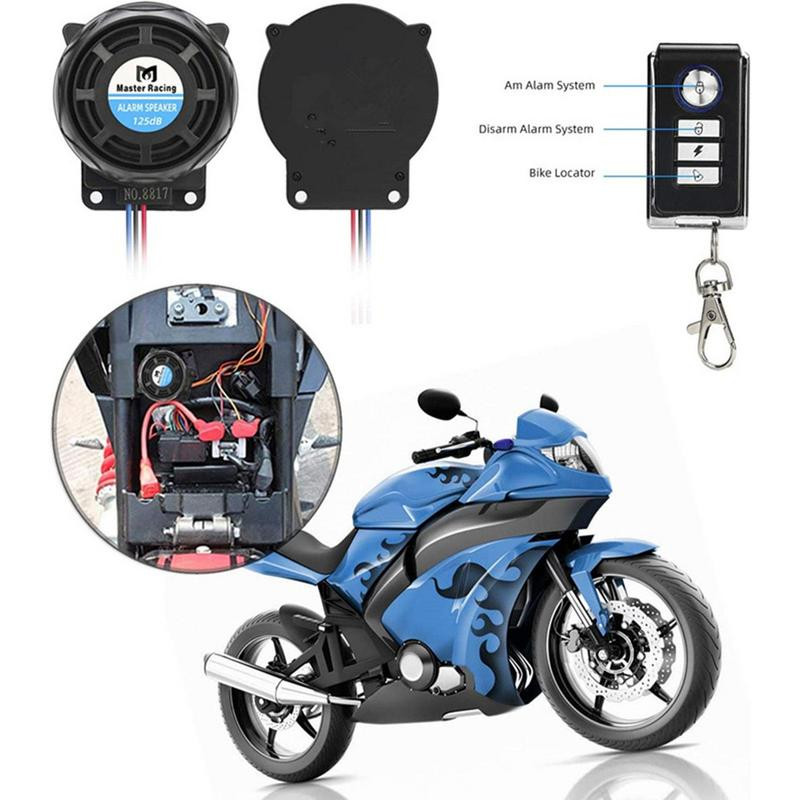 Alarmă pentru motociclete Chipuri importate Accesorii antifurt pentru biciclete electrice Sistem de alarmă cu vibrații 125dB cu 2 telecomenzi pentru vehicul