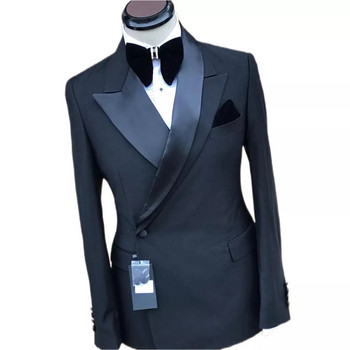 Ανδρικά κοστούμια με διπλό στήθος Slim Fit 2 τεμαχίων Σμόκιν Γαμπρός Γάμου Επίσημο Ανδρικό Σακάκι Μόδας (Σακάκι+Παντελόνι) Προσαρμοσμένη στολή