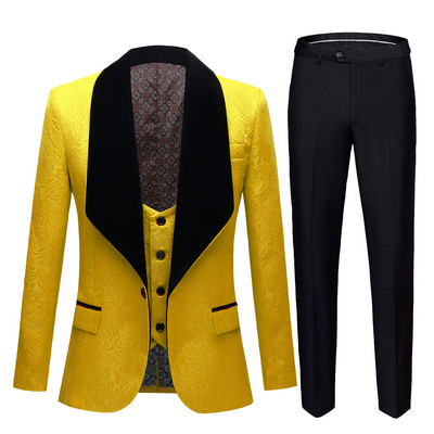 Moda bărbați șal mare rever 3 piese set roz roșu albastru alb negru costume de mire nuntă jacquard smoking banchet calitate