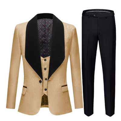 Moda bărbați șal mare rever 3 piese set roz roșu albastru alb negru costume de mire nuntă jacquard smoking banchet calitate