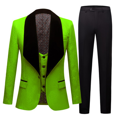 Moda bărbați șal mare rever 3 piese set roz roșu albastru alb negru costume de mire nuntă jacquard smoking banchet calitate