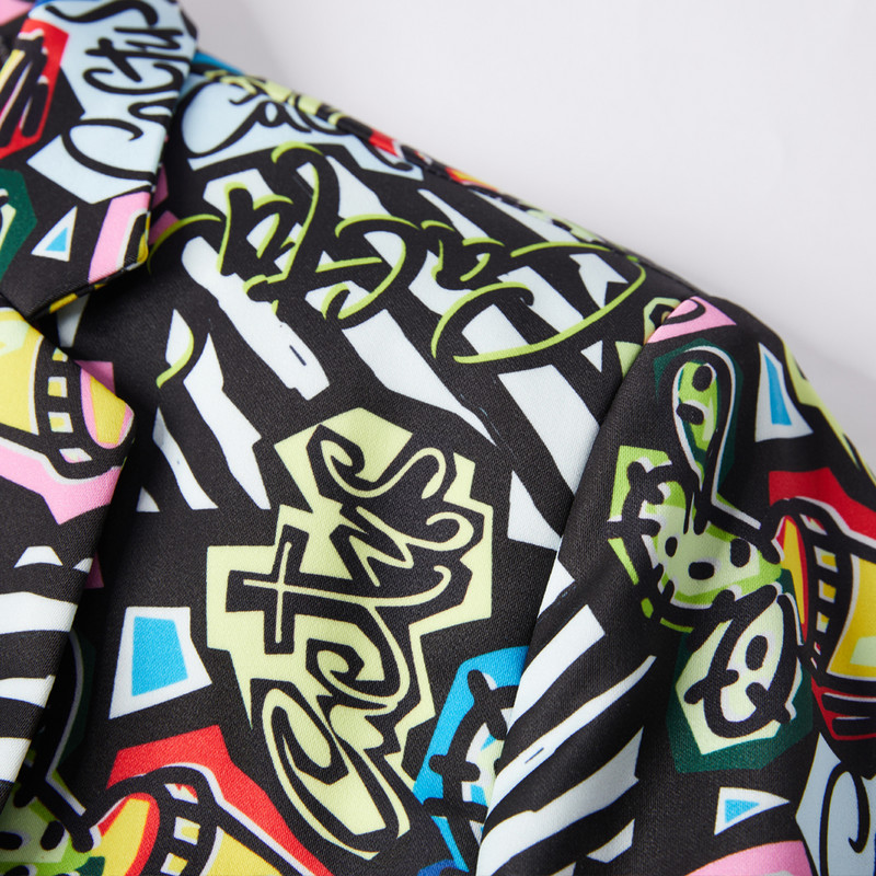 Jachetă albă, neagră, pantaloni, bărbați, afaceri, ocazional, costum subțire, set de 2 piese, smoking imprimat la modă, rochie formală de nuntă, blazer.