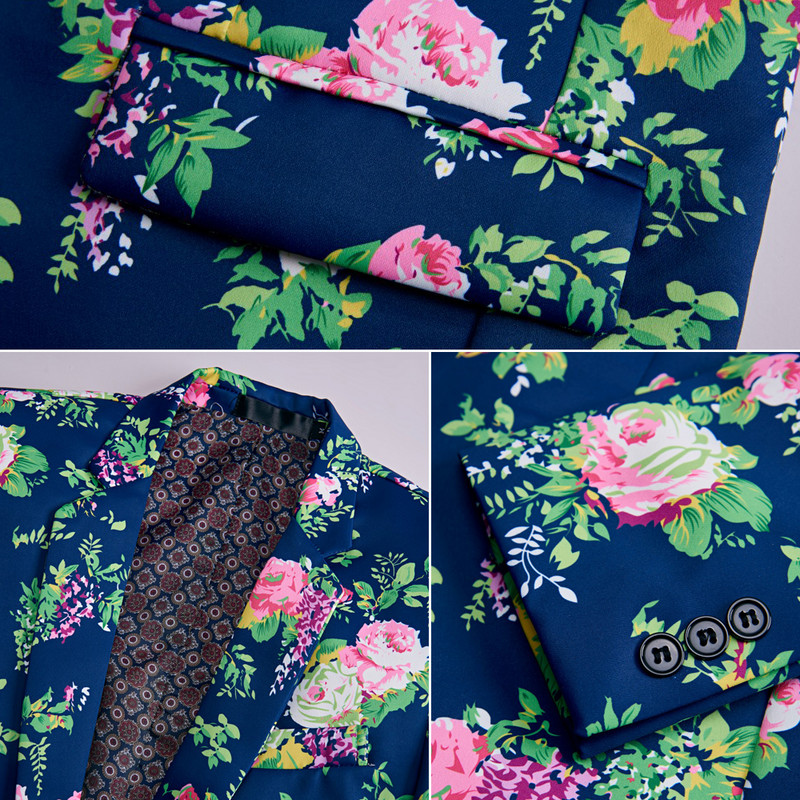 Nou design pentru bărbați, roz, costume florale, cântăreț de scenă, nuntă, mire, smoking, costum de nuntă, albastru, rochie de bal de înaltă calitate