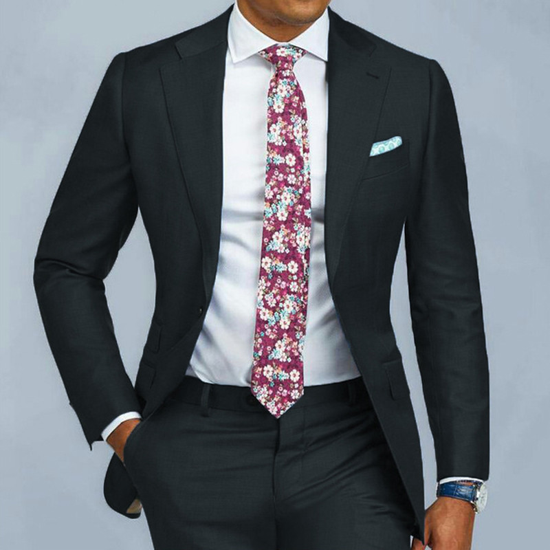 Costume pentru bărbați formale albastre, slim fit, cu rever crestat, smoking de nuntă, 2 piese, pentru domnișoare, costum masculin, jachetă cu pantaloni