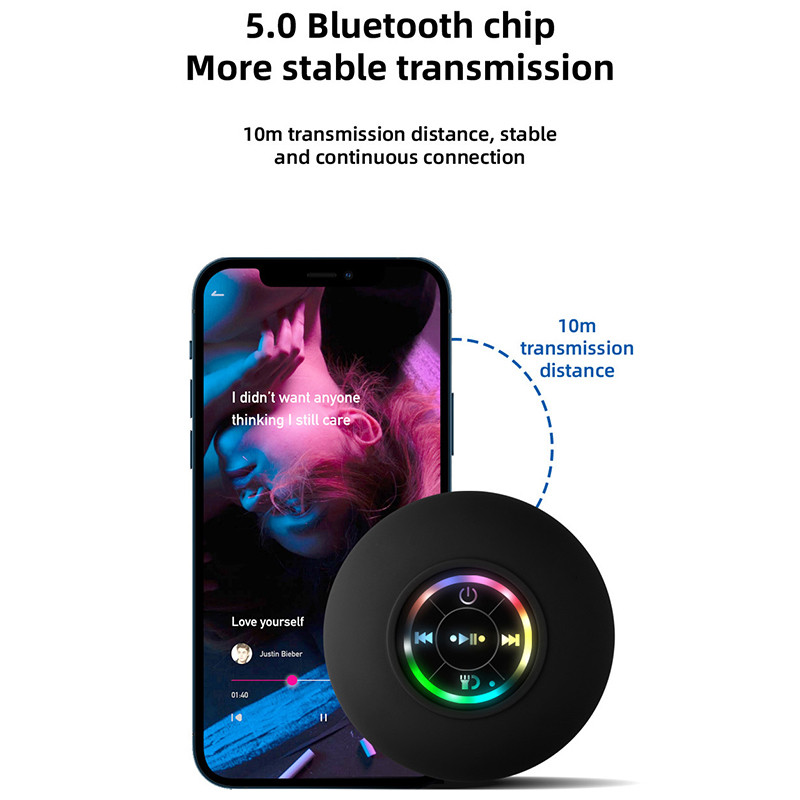 Mini difuzor Bluetooth impermeabil pentru baie audio boxe de duș fără fir Lumină RGB pentru bară de sunet pentru telefon Difuzor de mașină fără mâini