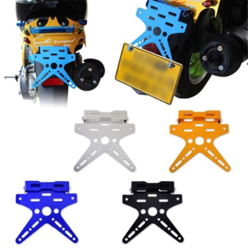 Galvaninio aliuminio lydinio motociklo galinio valstybinio numerio ženklo rėmas Motociklo laikiklis paspirtukas Reguliuojamas numerio ženklo laikiklis